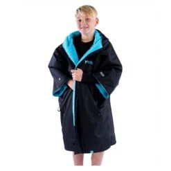 DryRobe DryRobe Advance Shortsleeve Junior Rain Jacket - Black/Blue