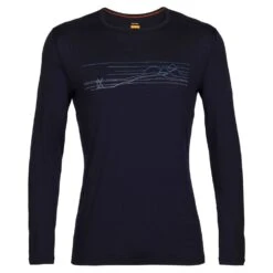 Icebreaker Icebreaker 200 Oasis Long Sleeve Crewe - Ski Stripes/Midnight Navy