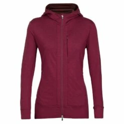 Icebreaker Icebreaker Quantum III LS Zip Womens Hoodie - Cherry/Flash/Black/AOP