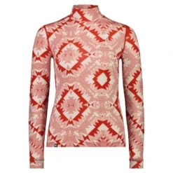 Mons Royale Mons Royale Cascade Merino Flex Mock Neck LS Womens T-Shirt - Retro Red Nordtek