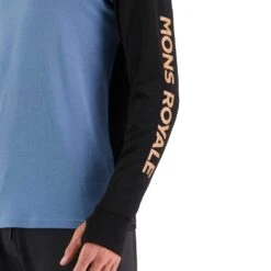 Mons Royale Mons Royale Yotei LS T-Shirt - Black/Blue Slate -RR Ski Race Shop mons royale yotei ls t shirt black blue slate p24138 34571 image