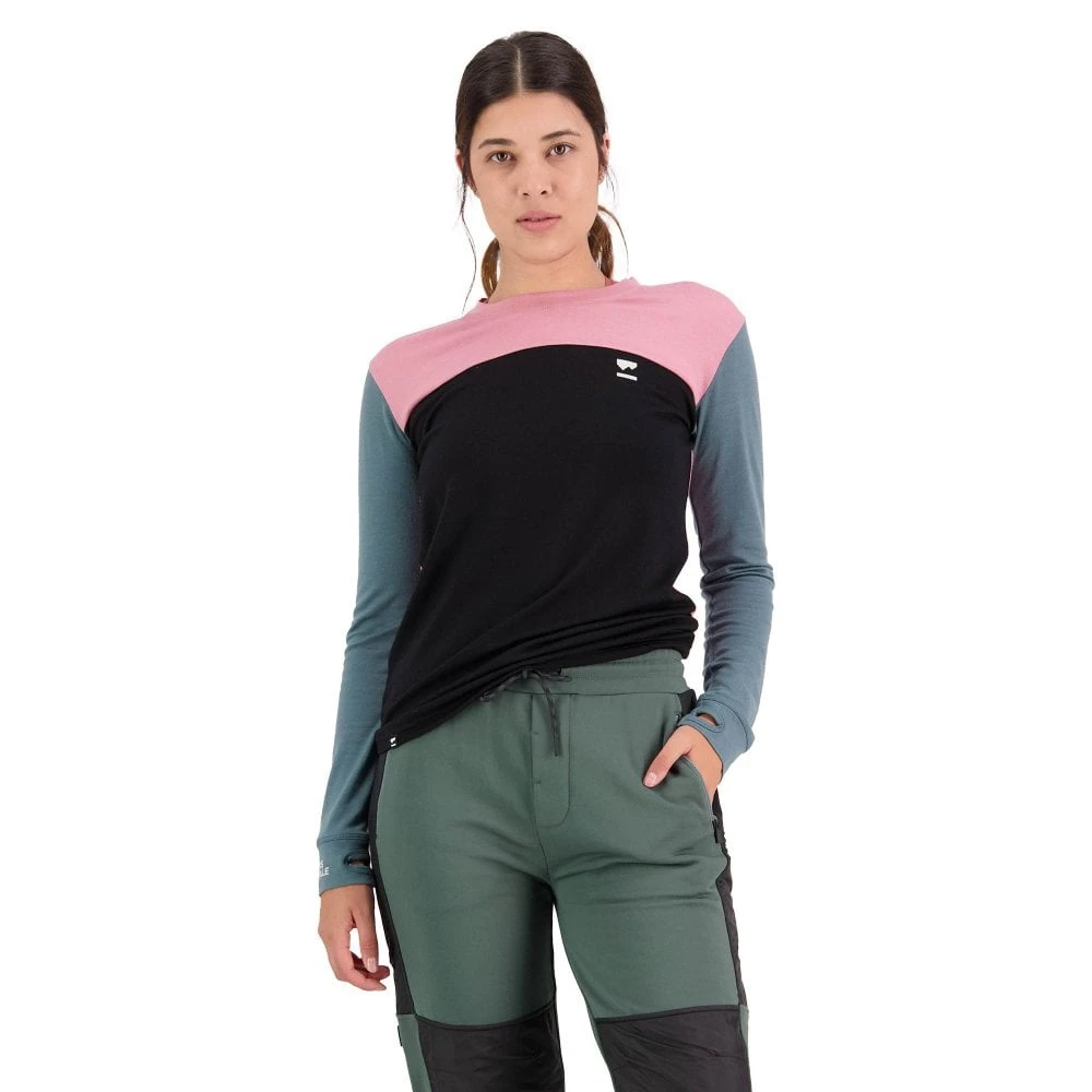 Mons Royale Mons Royale Yotei LS Womens T-Shirt - Dusky Pink/Burnt Sage 4 Mons Royale Mons Royale Yotei LS Womens T-Shirt - Dusky Pink/Burnt Sage - Image 2