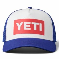 YETI Yeti American Logo Badge 5 Panel Bow Fit Trucker Cap - Blue/White